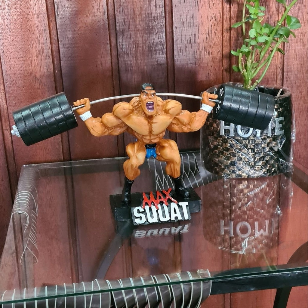 Estátua Decoração Agachamento Max Squat em Resina