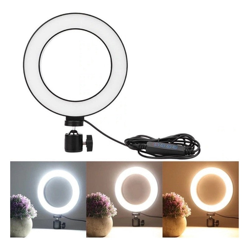 Ring Light Led Mesa Iluminador Pequena Tripé 6 Polegadas 16cm