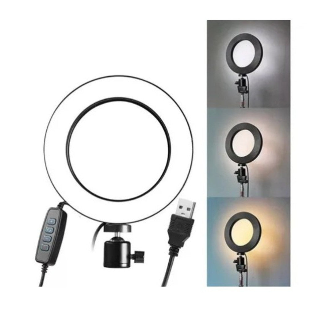 Ring Light Led Mesa Iluminador Pequena Tripé 6 Polegadas 16cm