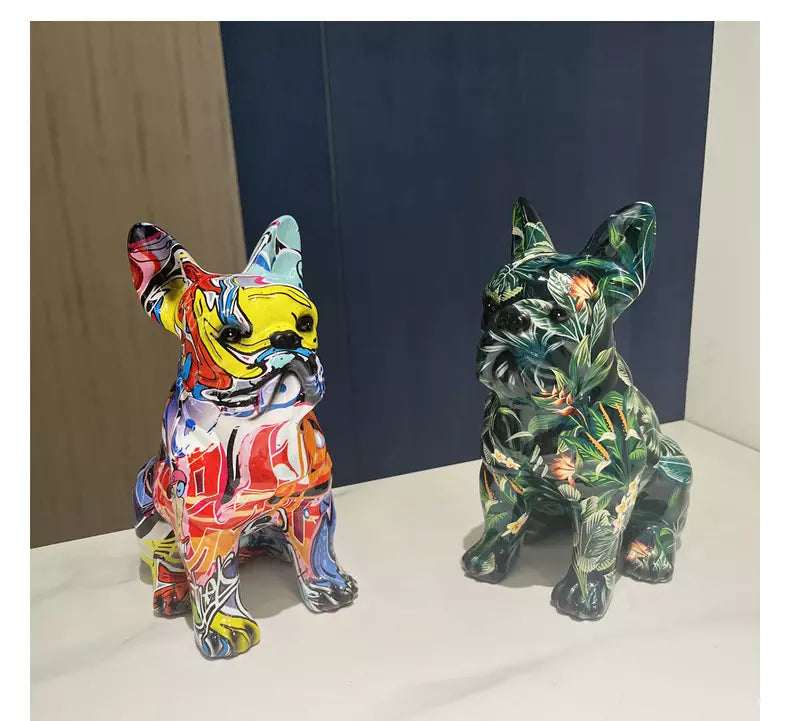 Estátua Bulldog Frânces Colorido