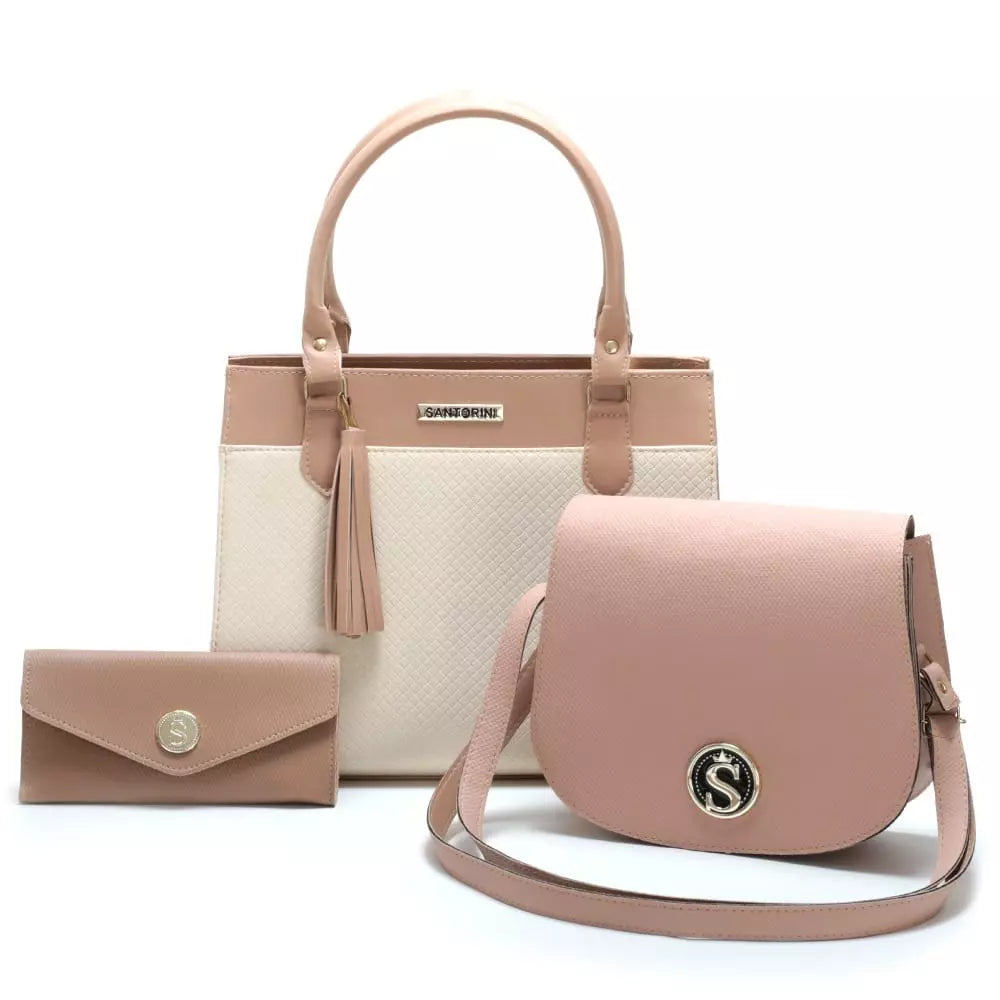 Bolsas Santorini com Bolsa Transversal, de Ombro e Carteira - Kit com 3 unidades