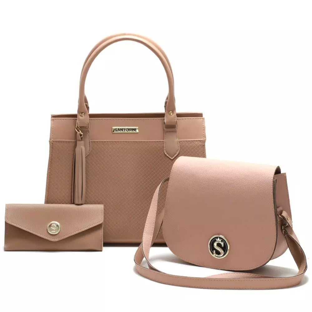 Bolsas Santorini com Bolsa Transversal, de Ombro e Carteira - Kit com 3 unidades