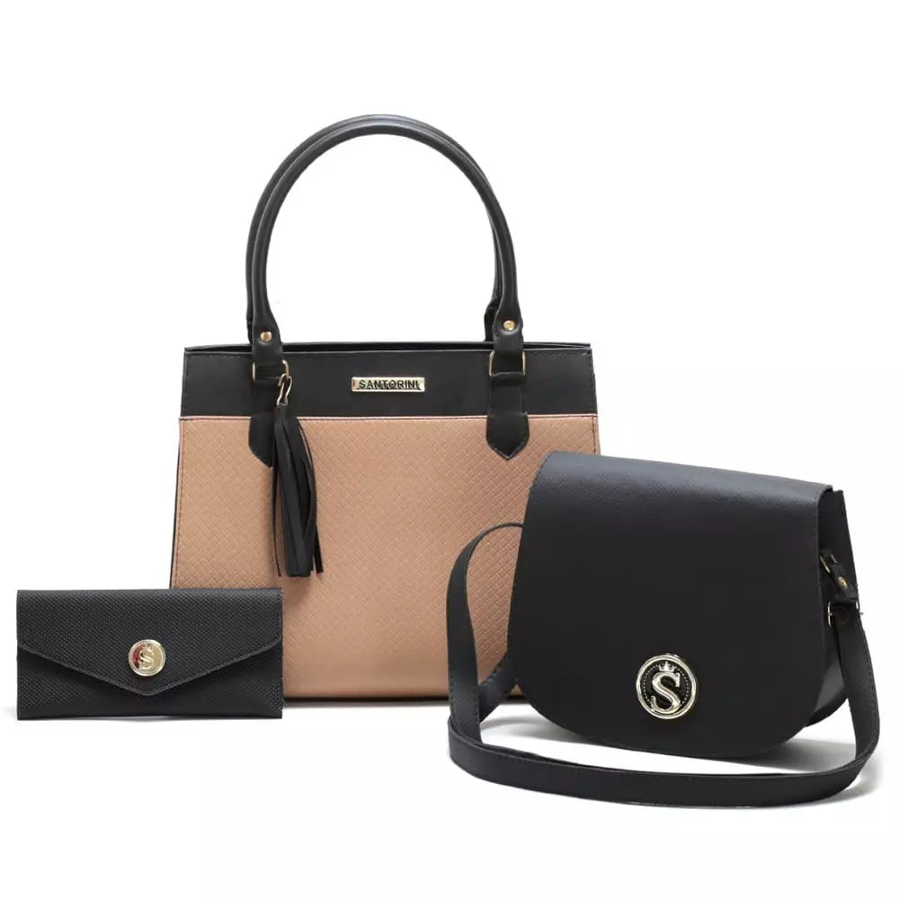 Bolsas Santorini com Bolsa Transversal, de Ombro e Carteira - Kit com 3 unidades