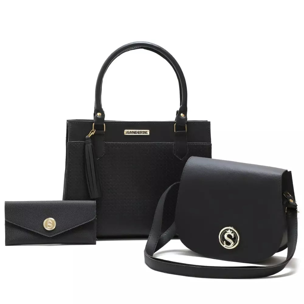 Bolsas Santorini com Bolsa Transversal, de Ombro e Carteira - Kit com 3 unidades