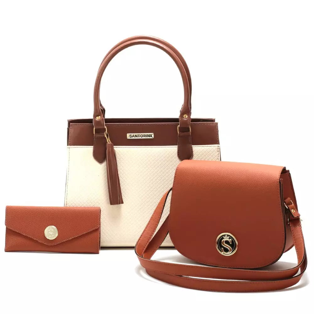 Bolsas Santorini com Bolsa Transversal, de Ombro e Carteira - Kit com 3 unidades