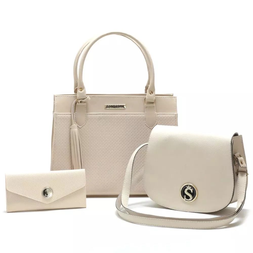 Bolsas Santorini com Bolsa Transversal, de Ombro e Carteira - Kit com 3 unidades