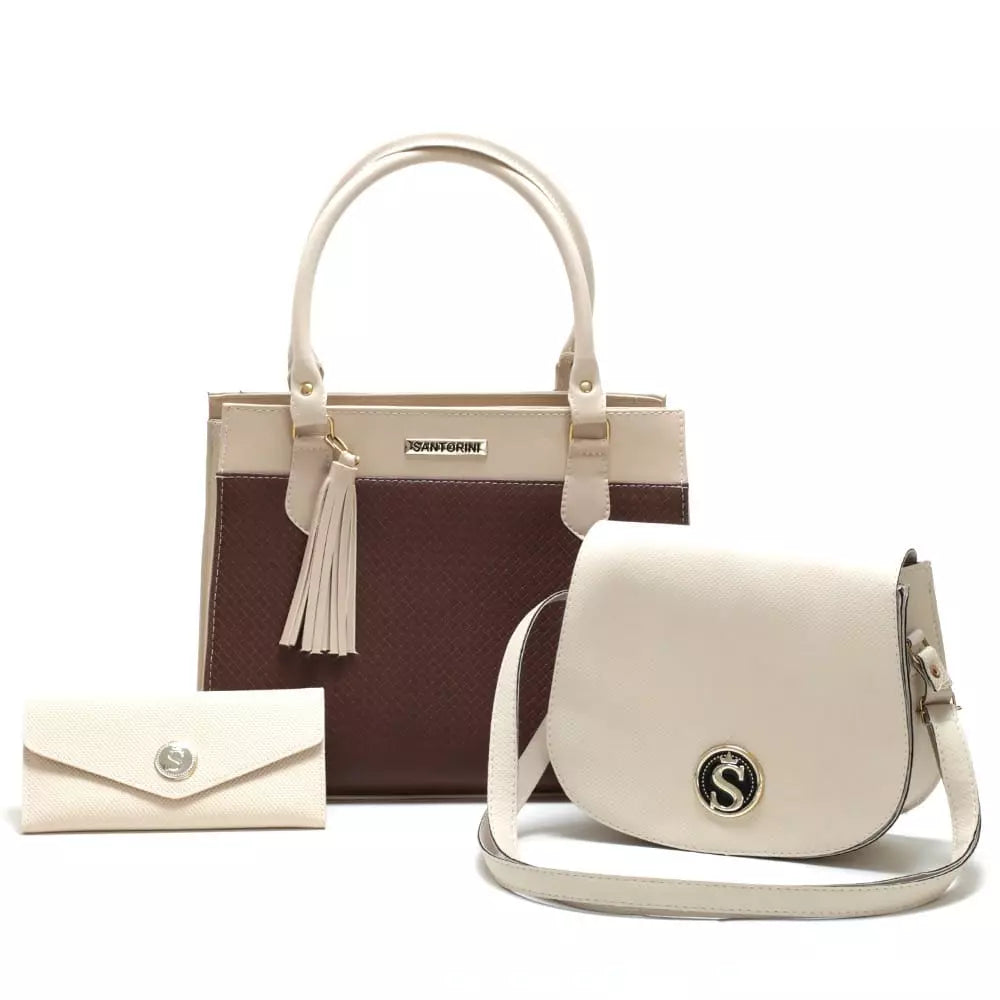 Bolsas Santorini com Bolsa Transversal, de Ombro e Carteira - Kit com 3 unidades