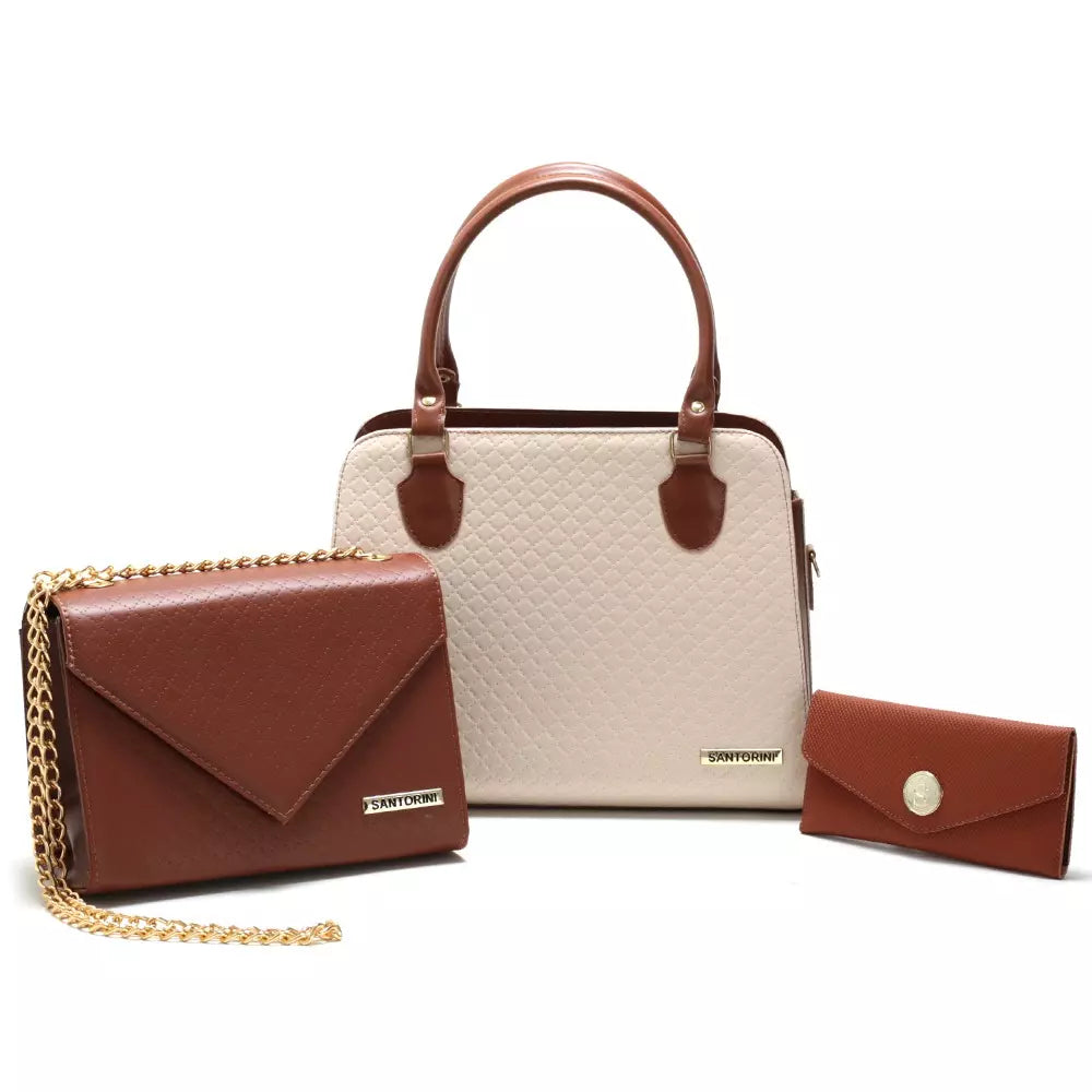 Bolsas Santorini Life com Bolsa Transversal, de Ombro e Carteira - Kit com 3 unidades