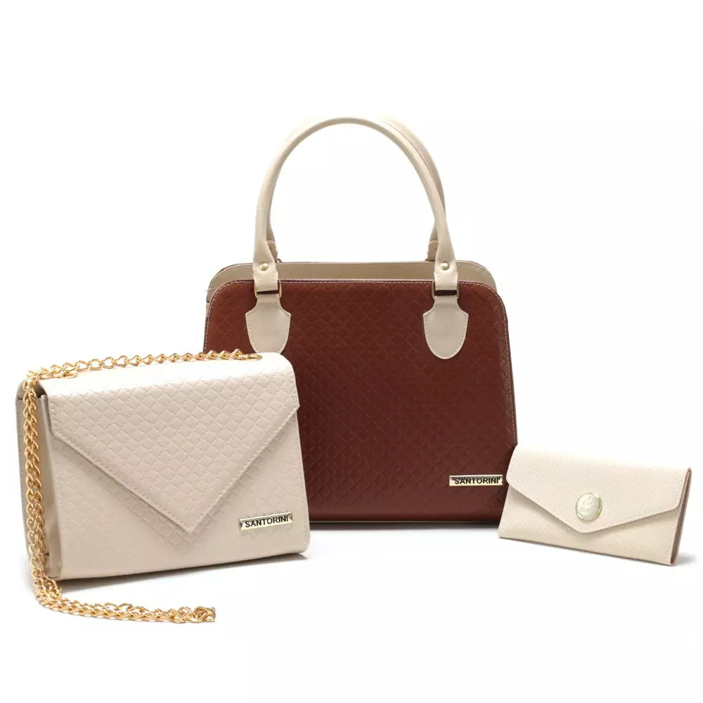 Bolsas Santorini Life com Bolsa Transversal, de Ombro e Carteira - Kit com 3 unidades