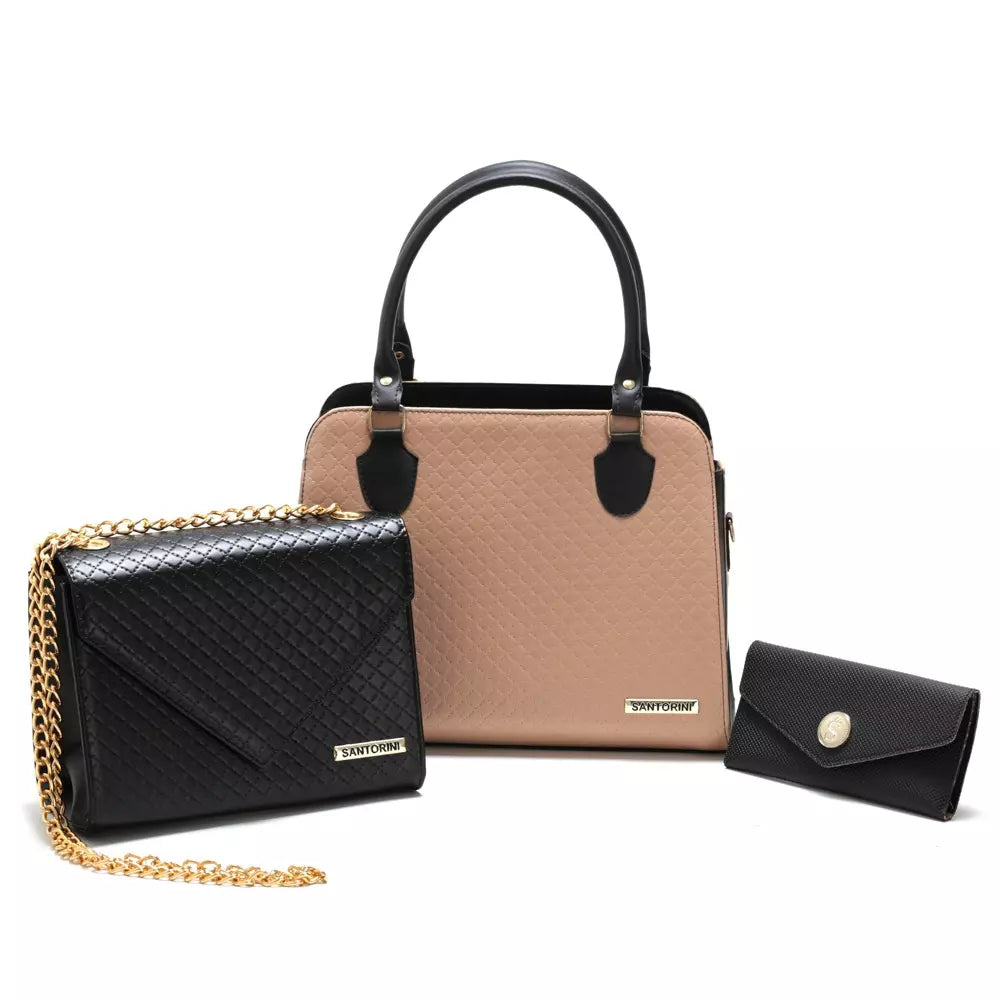 Bolsas Santorini Life com Bolsa Transversal, de Ombro e Carteira - Kit com 3 unidades
