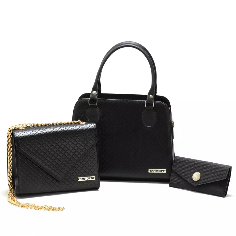 Bolsas Santorini Life com Bolsa Transversal, de Ombro e Carteira - Kit com 3 unidades