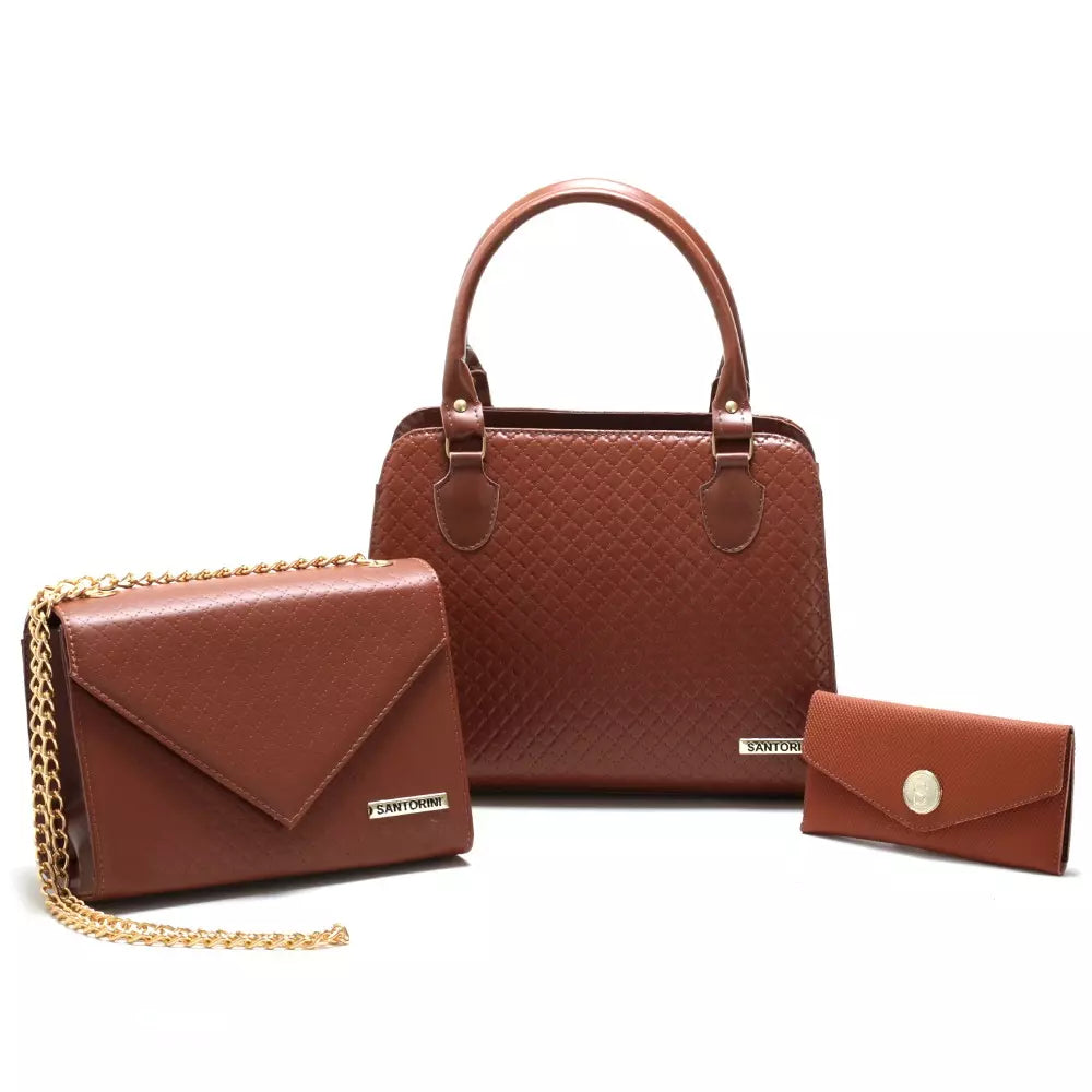 Bolsas Santorini Life com Bolsa Transversal, de Ombro e Carteira - Kit com 3 unidades