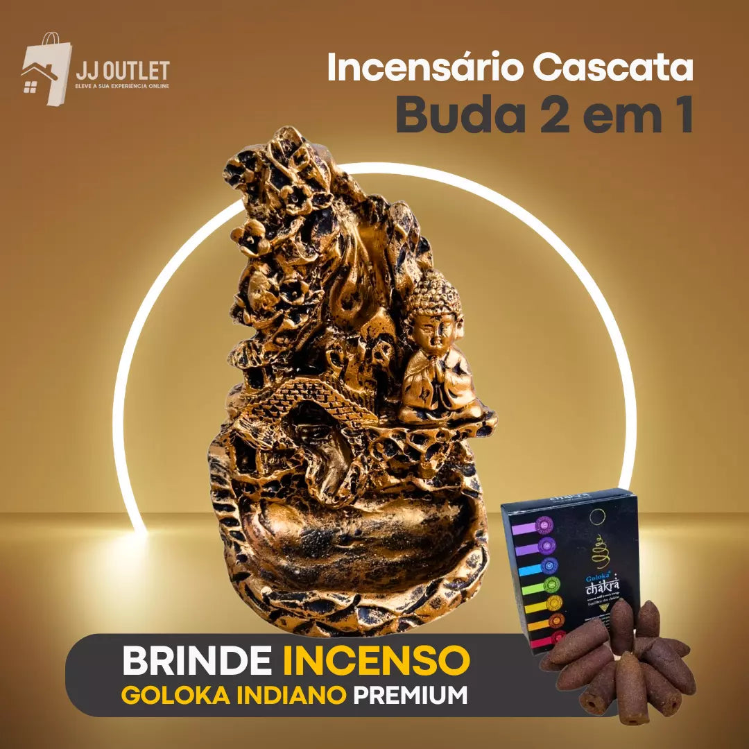 Incensário Cascata Buda 2 em 1