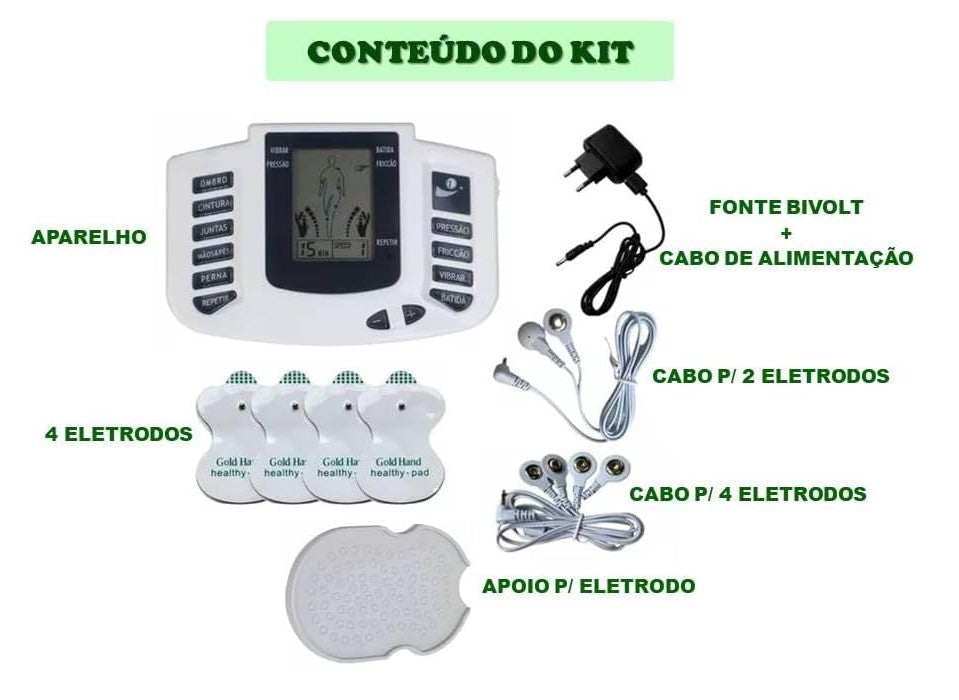 Masssageador Aparelho Tens Choque Fisioterapia Eletrochoque Eletrodos