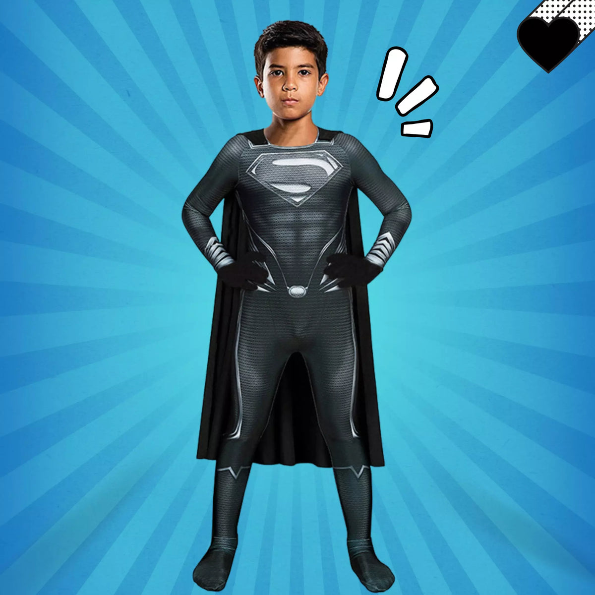 Fantasia Infantil Superman Traje Preto - Liga da Justiça