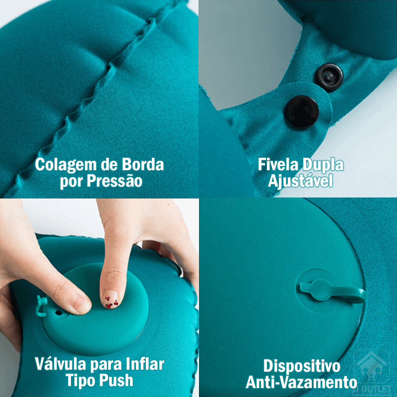 Travesseiro de Viagem para Pescoço Inflável Ultra Portátil