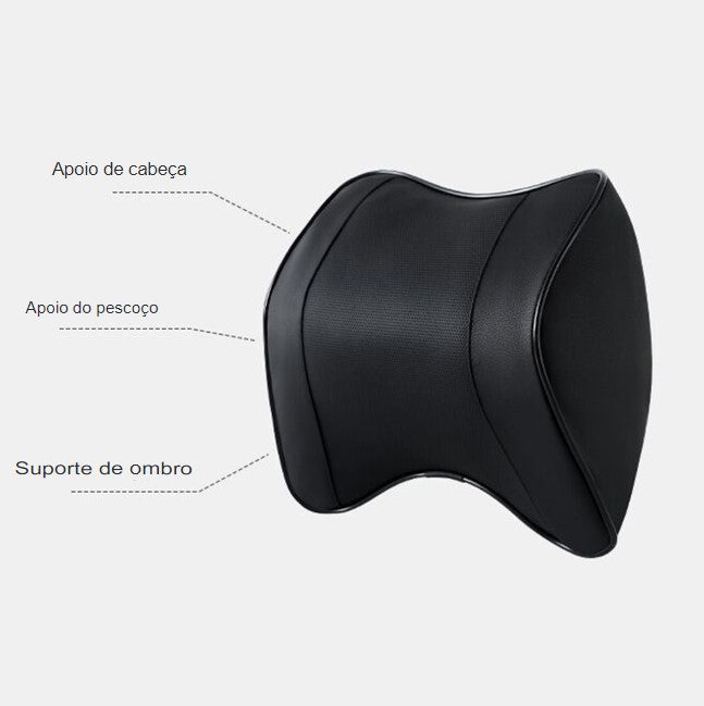 Encosto de Cabeça e Apoio de Lombar Premium Couro Sintético Respirável Universal