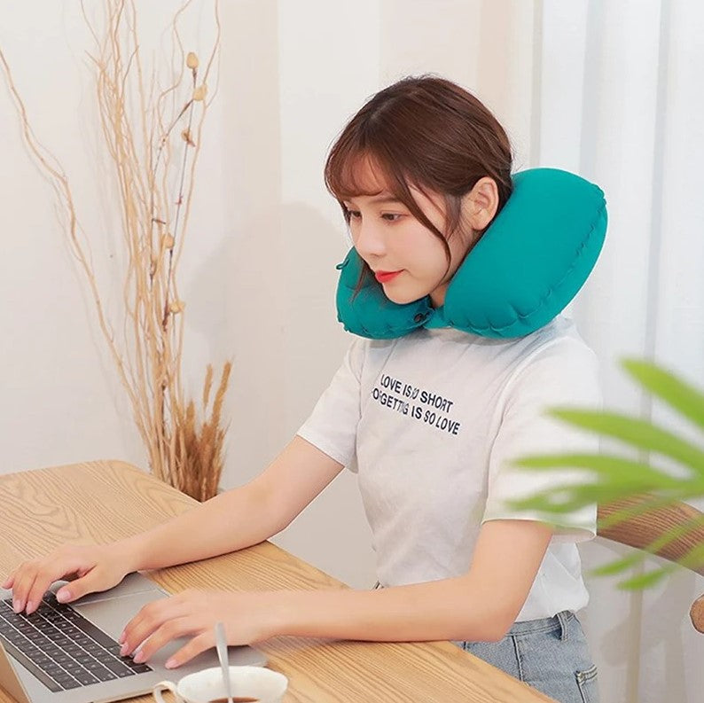 Travesseiro de Viagem para Pescoço Inflável Ultra Portátil