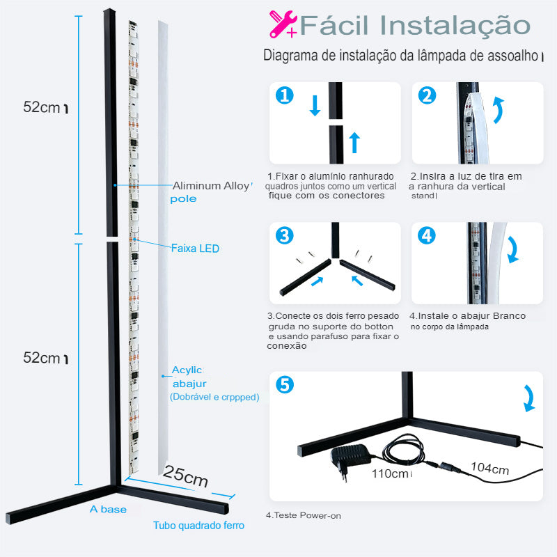 Luminária Led RGB de Chão e Modelo para Mesa