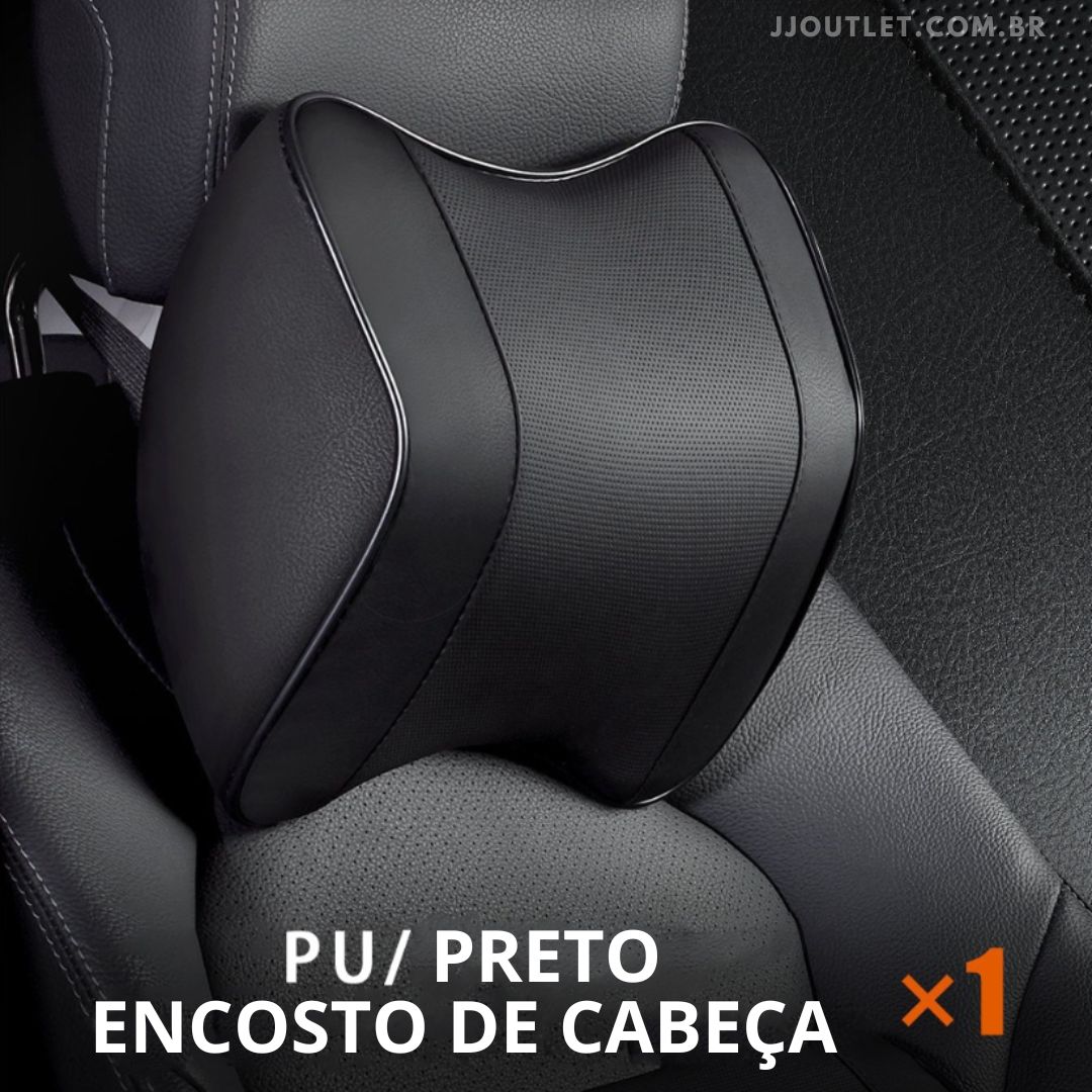 Encosto de Cabeça e Apoio de Lombar Premium Couro Sintético Respirável Universal