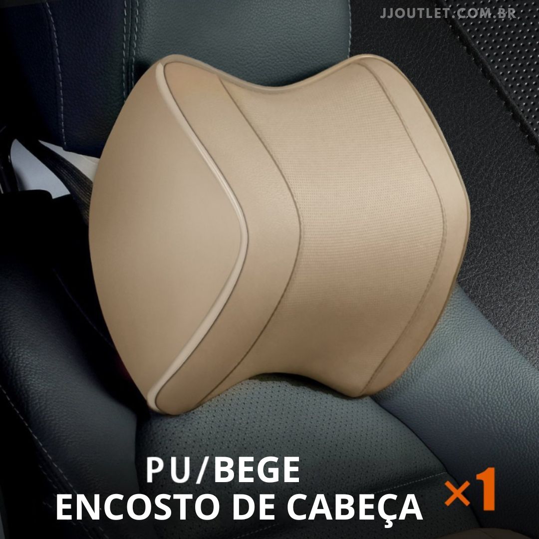 Encosto de Cabeça e Apoio de Lombar Premium Couro Sintético Respirável Universal