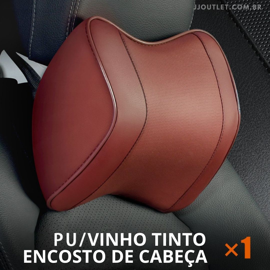 Encosto de Cabeça e Apoio de Lombar Premium Couro Sintético Respirável Universal