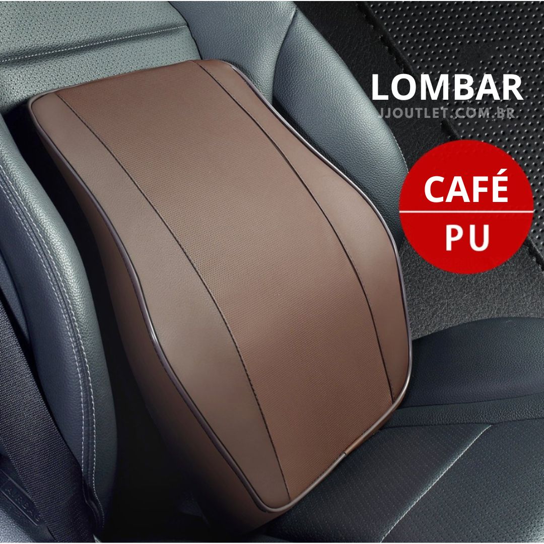 Encosto de Cabeça e Apoio de Lombar Premium Couro Sintético Respirável Universal
