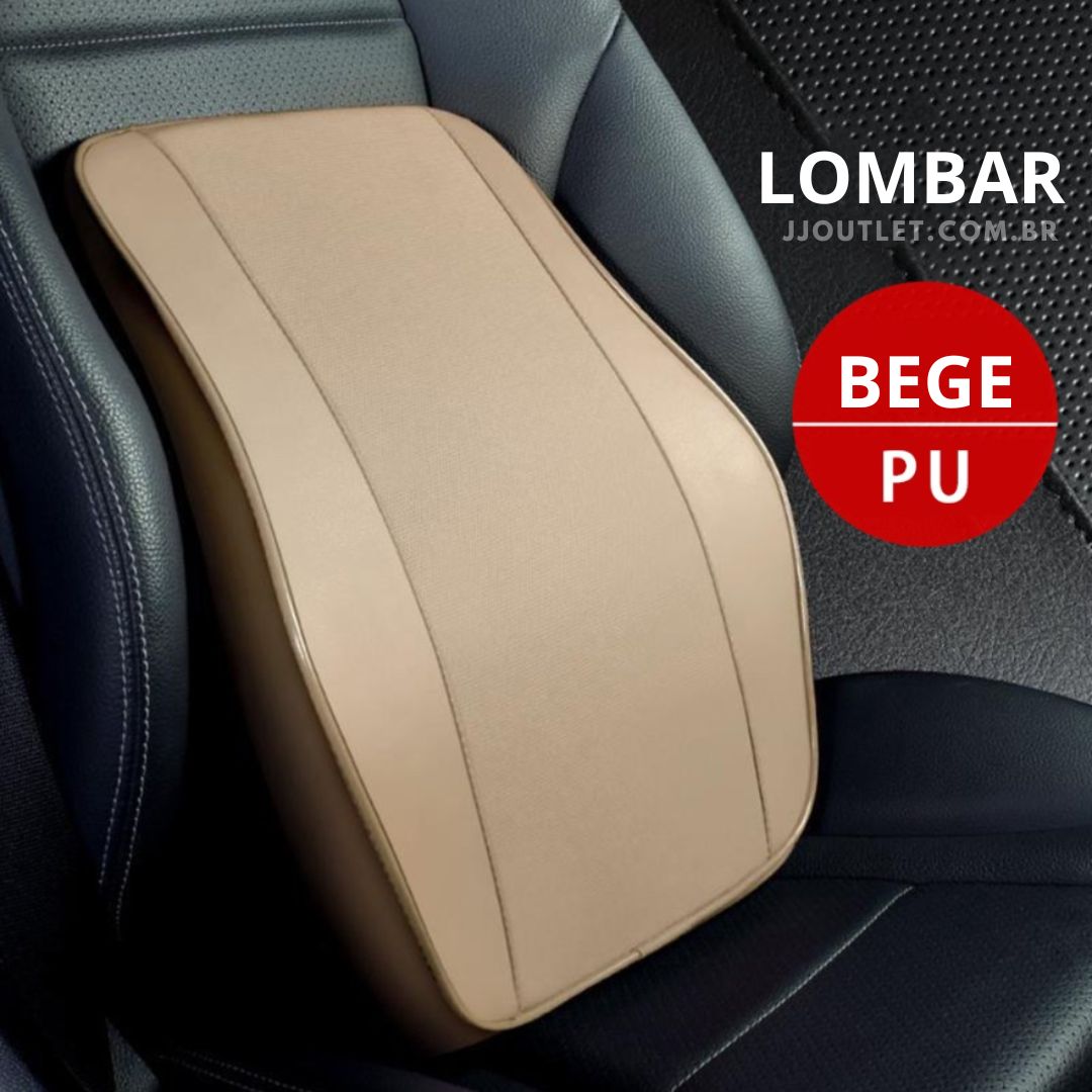 Encosto de Cabeça e Apoio de Lombar Premium Couro Sintético Respirável Universal