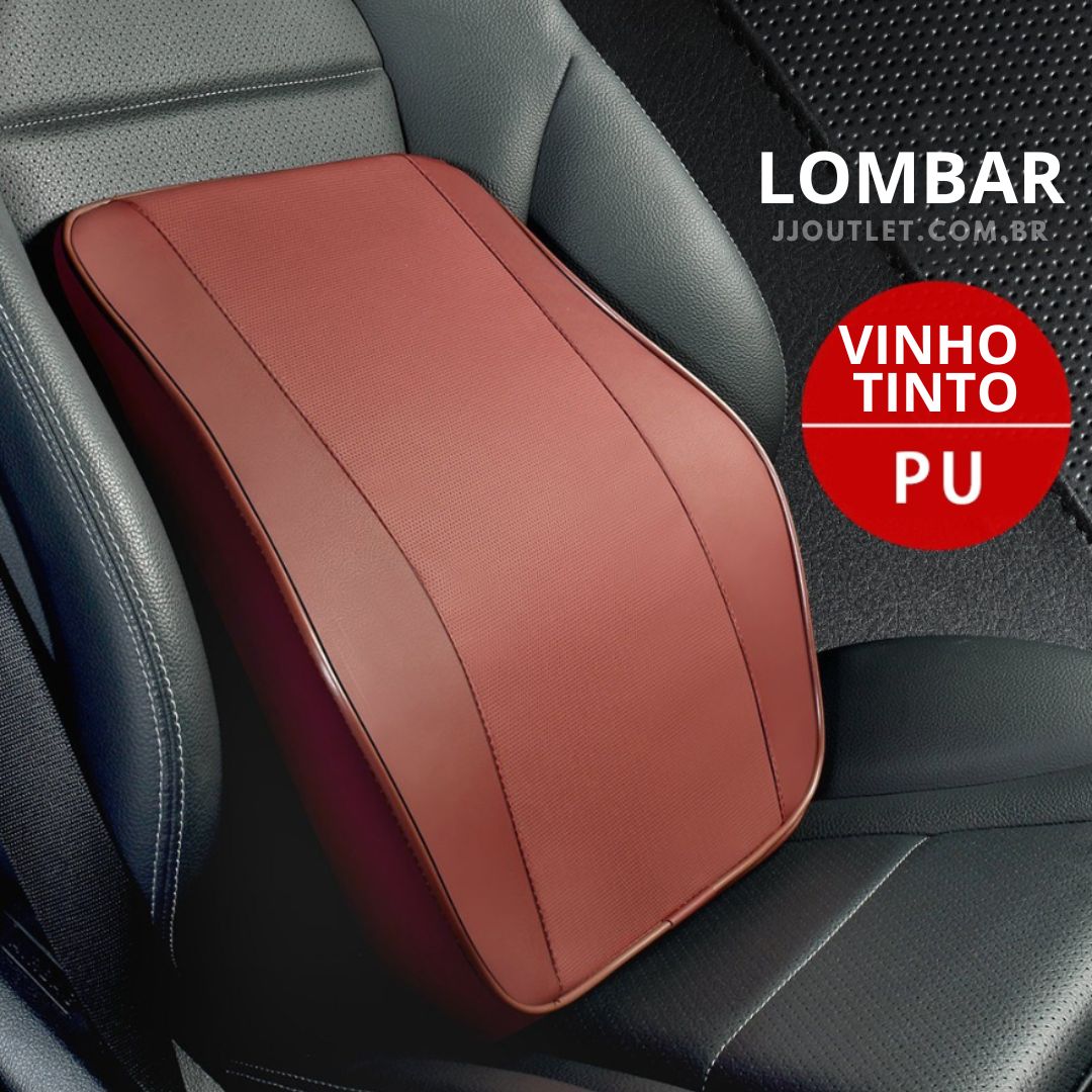 Encosto de Cabeça e Apoio de Lombar Premium Couro Sintético Respirável Universal