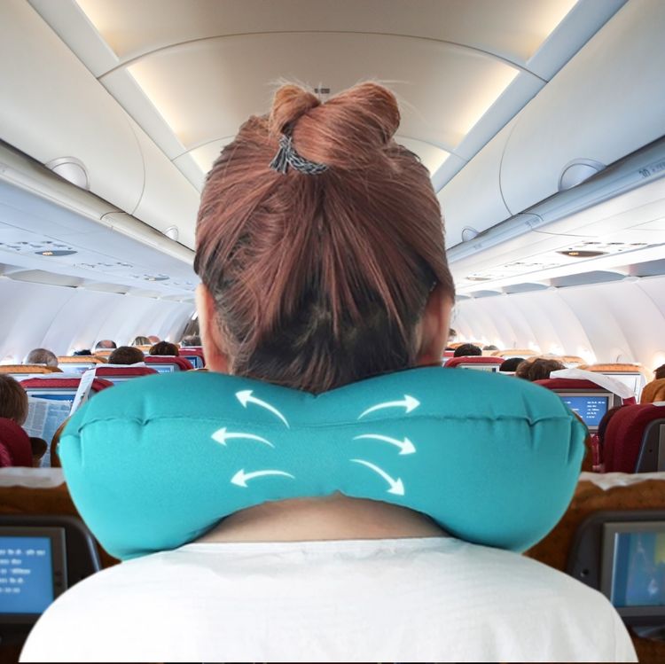 Travesseiro de Viagem para Pescoço Inflável Ultra Portátil
