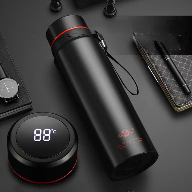 Garrafa Térmica a Vácuo em Aço Inoxidável com Chip Inteligente de Temperatura Led Smart de 800ml a 1800ml