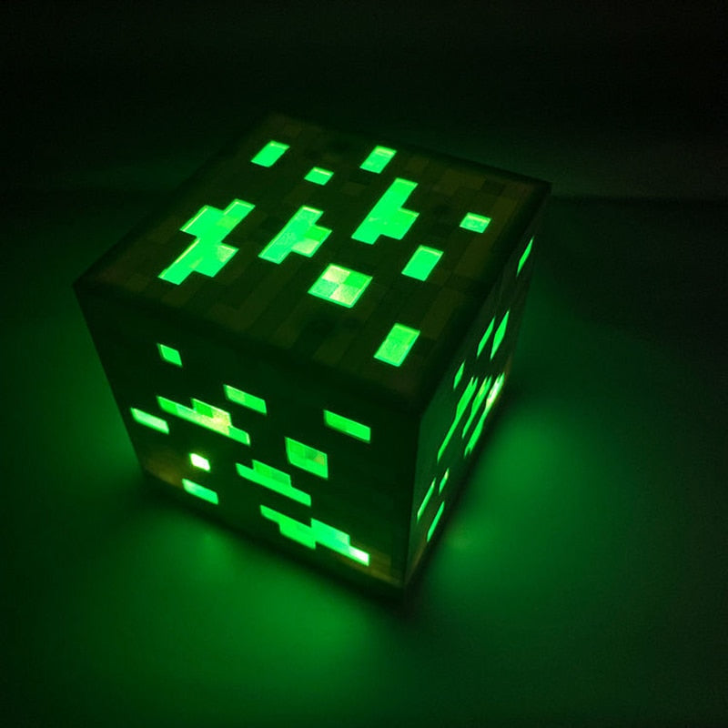 Luminária Geek Minecraft Tocha Brownstone Led 28CM Recarregável USB