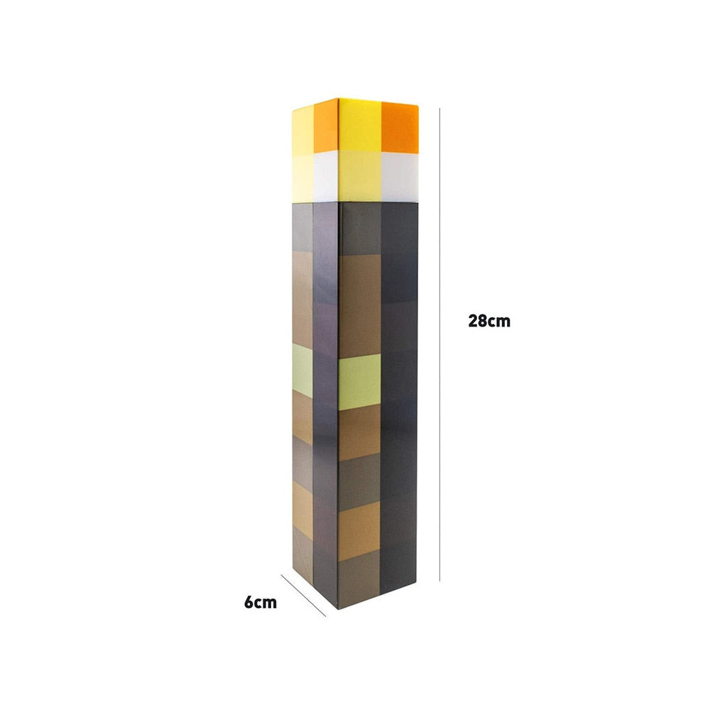 Luminária Geek Minecraft Tocha Brownstone Led 28CM Recarregável USB