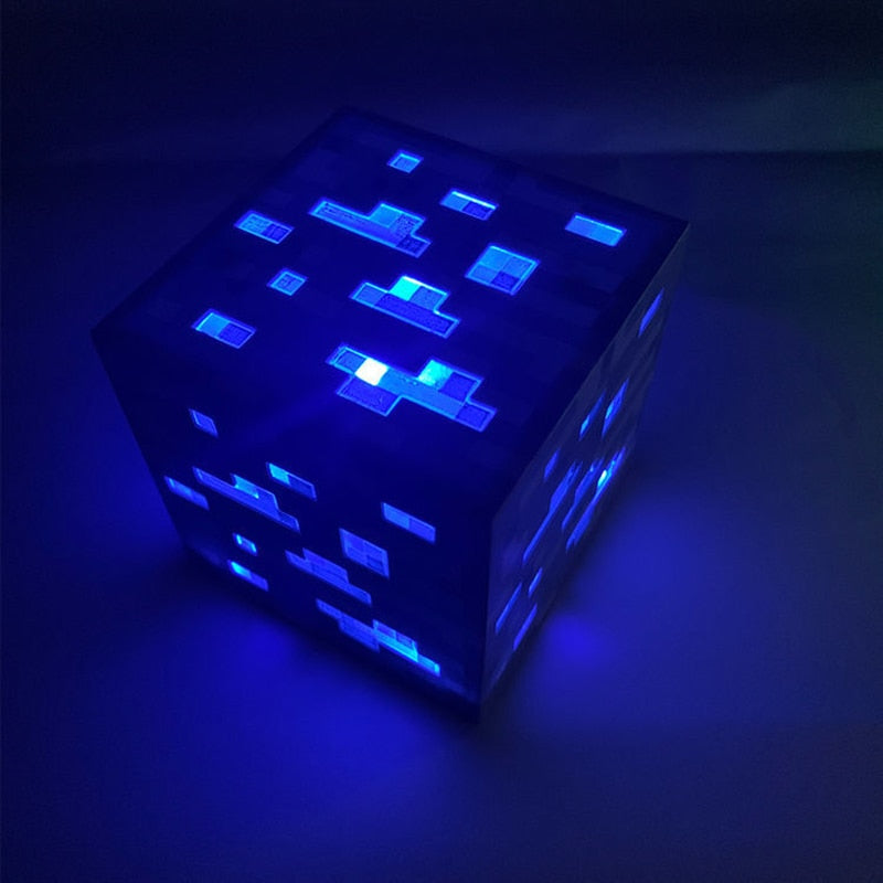 Luminária Geek Minecraft Tocha Brownstone Led 28CM Recarregável USB