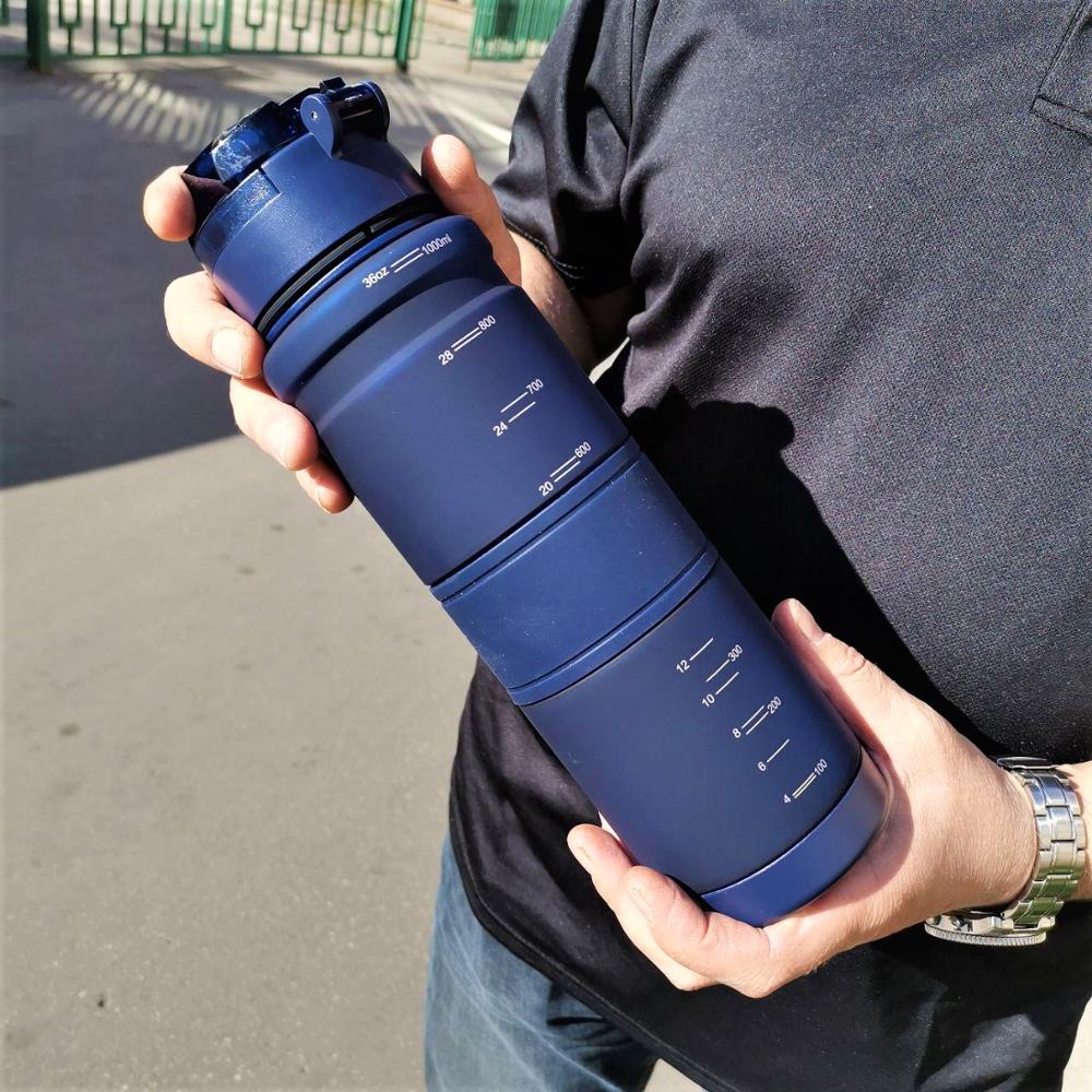 Garrafa de Água 1000ml Zounich Plástico Tritan com Filtro
