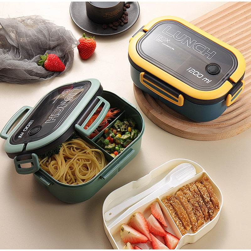 Marmita Lunch Box Premium 1200ml Dupla Camada Ideal para Microondas