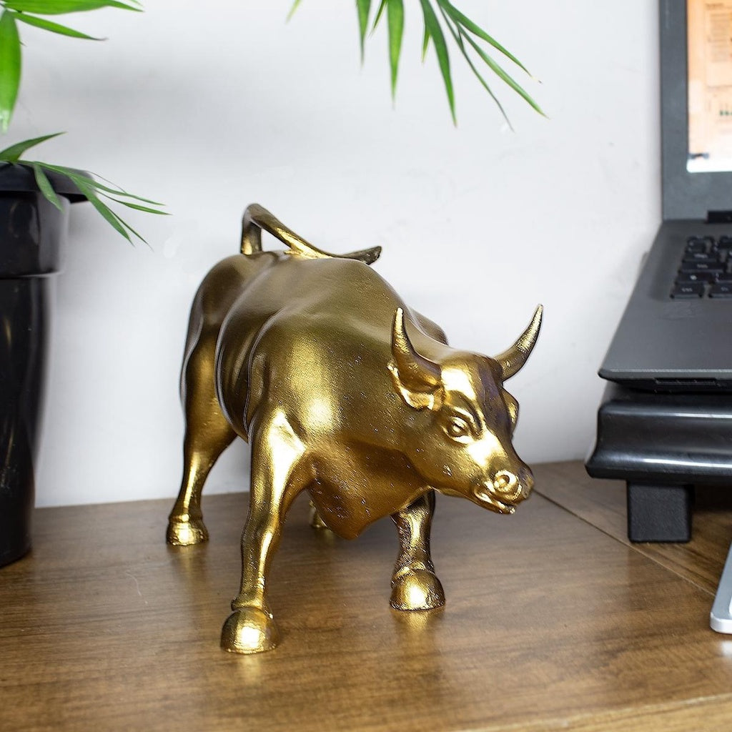 Estátua Decoração Touro de Wall Street Bolsa de Valores Investor 28cm em Resina