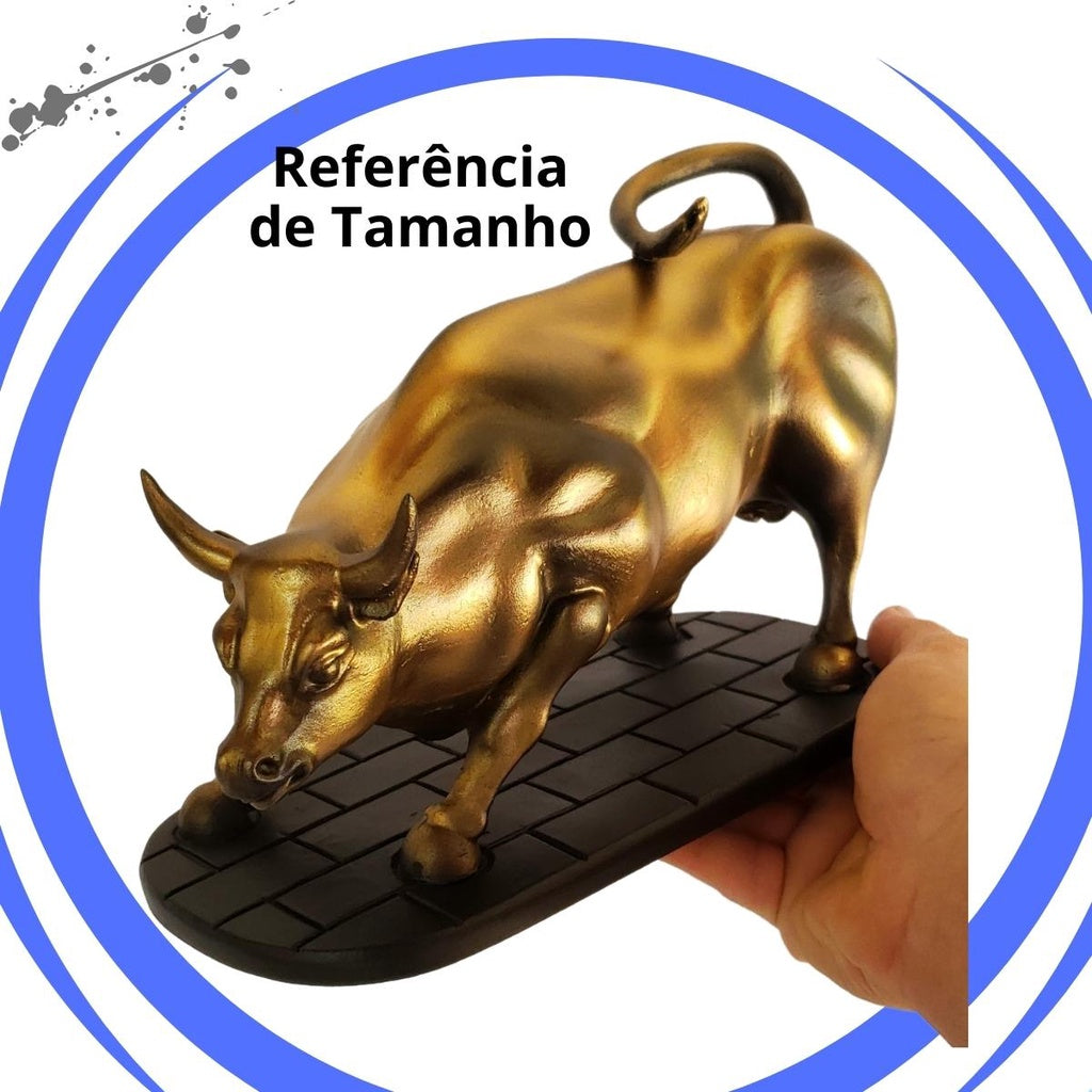 Estátua Decoração Touro de Wall Street Bolsa de Valores Investor 28cm em Resina