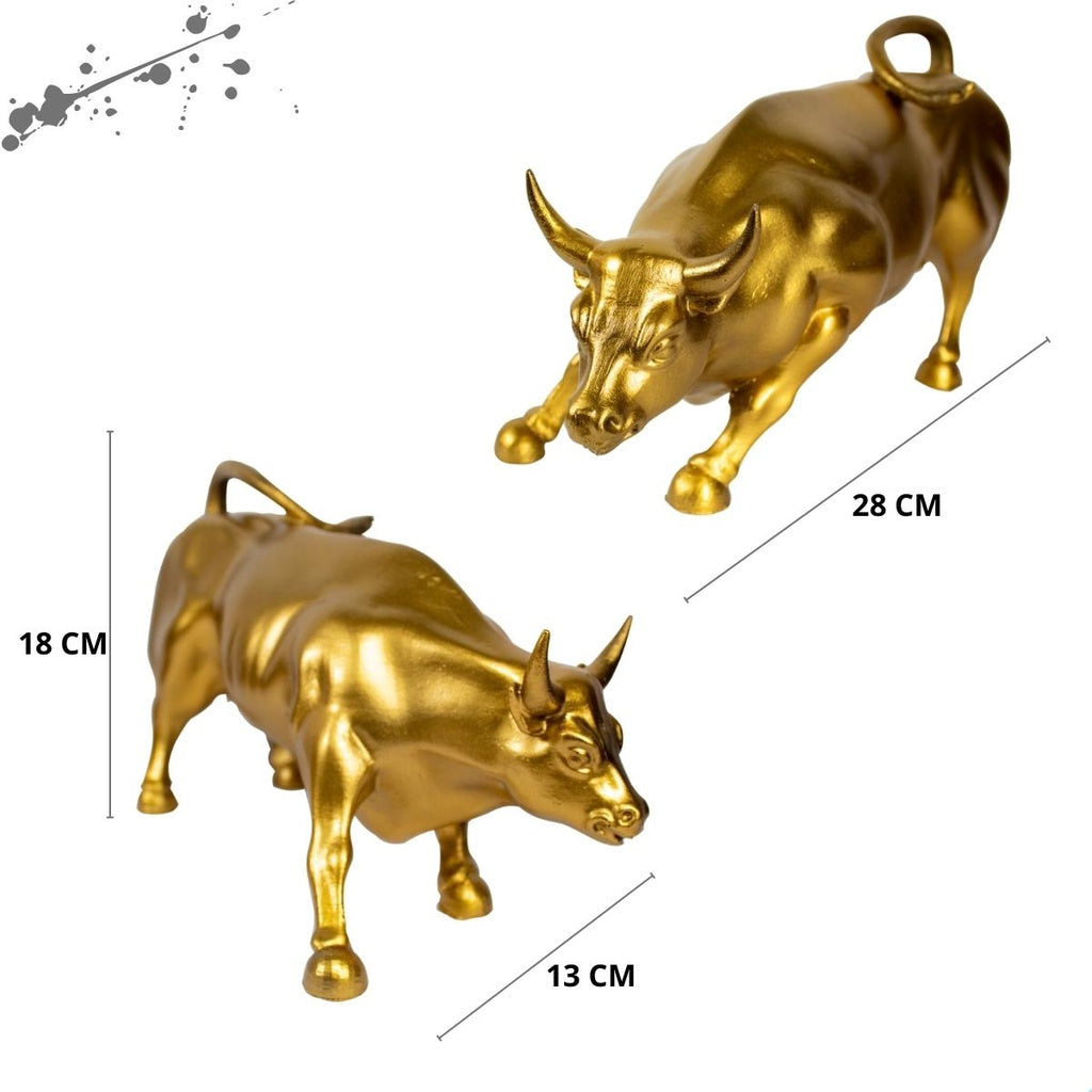 Estátua Decoração Touro de Wall Street Bolsa de Valores Investor 28cm em Resina
