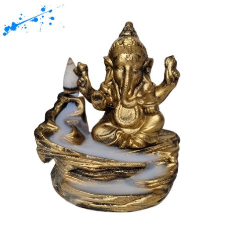 Incensário Cascata Buda na Pedra Meditando Zen Decoração em Resina