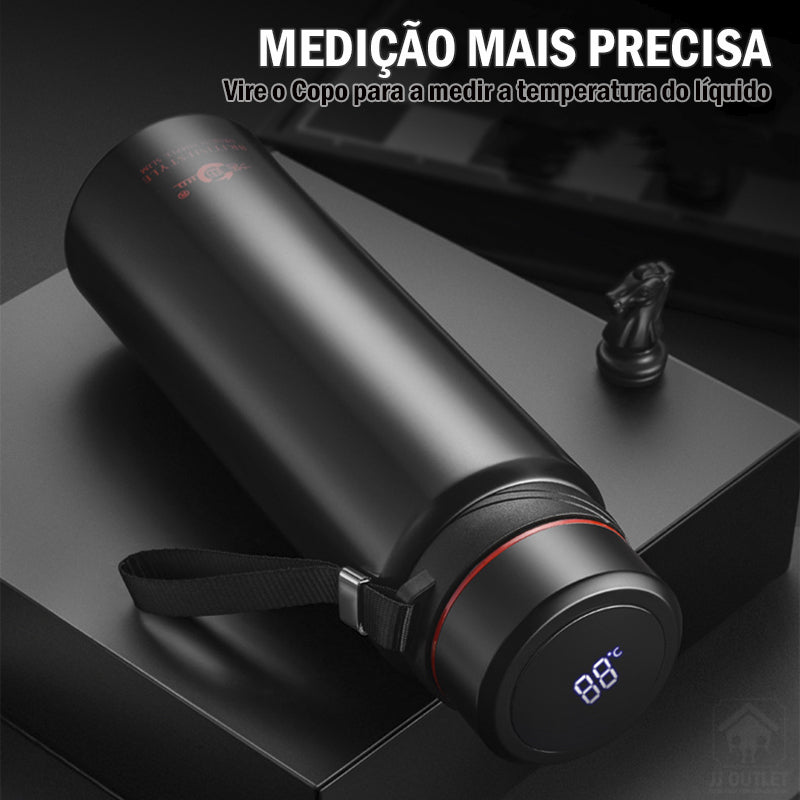 Garrafa Térmica a Vácuo em Aço Inoxidável com Chip Inteligente de Temperatura Led Smart de 800ml a 1800ml