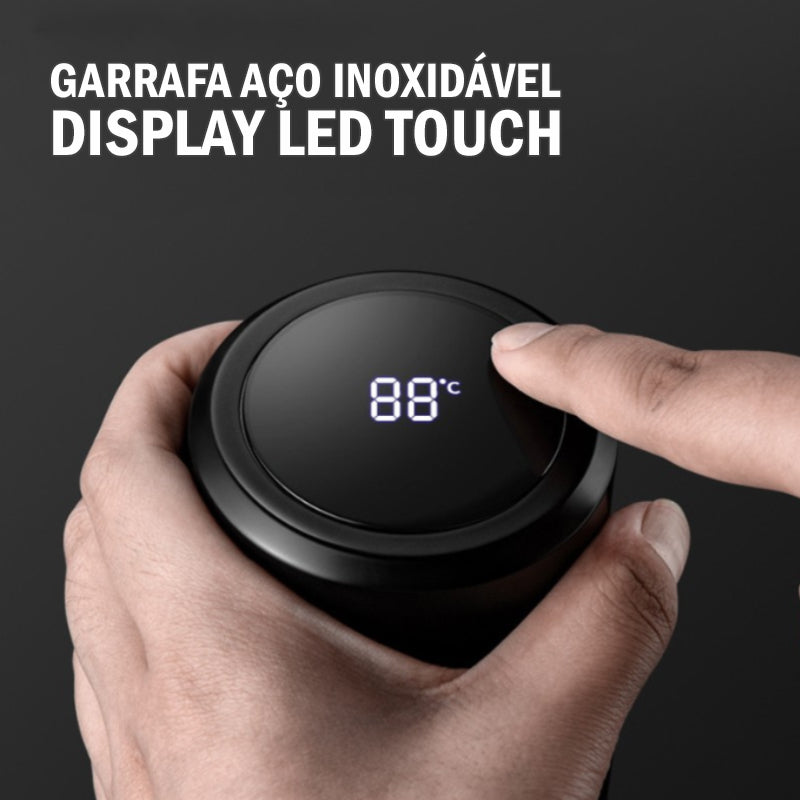 Garrafa Térmica a Vácuo em Aço Inoxidável com Chip Inteligente de Temperatura Led Smart de 800ml a 1800ml