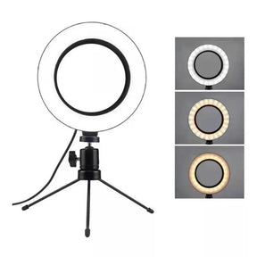 Ring Light Led Mesa Iluminador Pequena Tripé 6 Polegadas 16cm