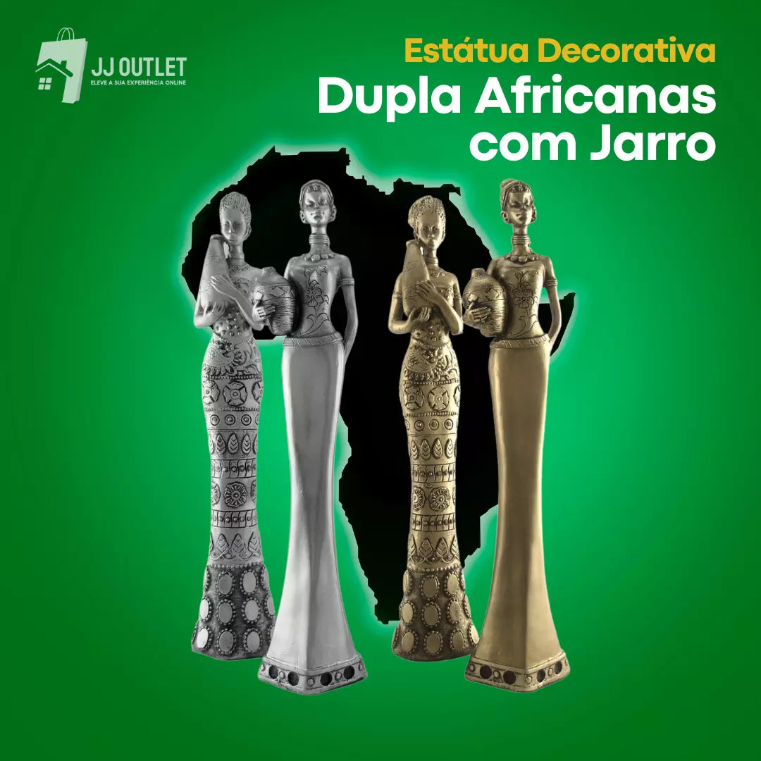 Estátuas Decoração Dupla Africanas com Jarro