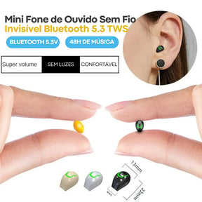 Mini Fone de Ouvido Sem Fio Invisível Bluetooth 5.3 TWS