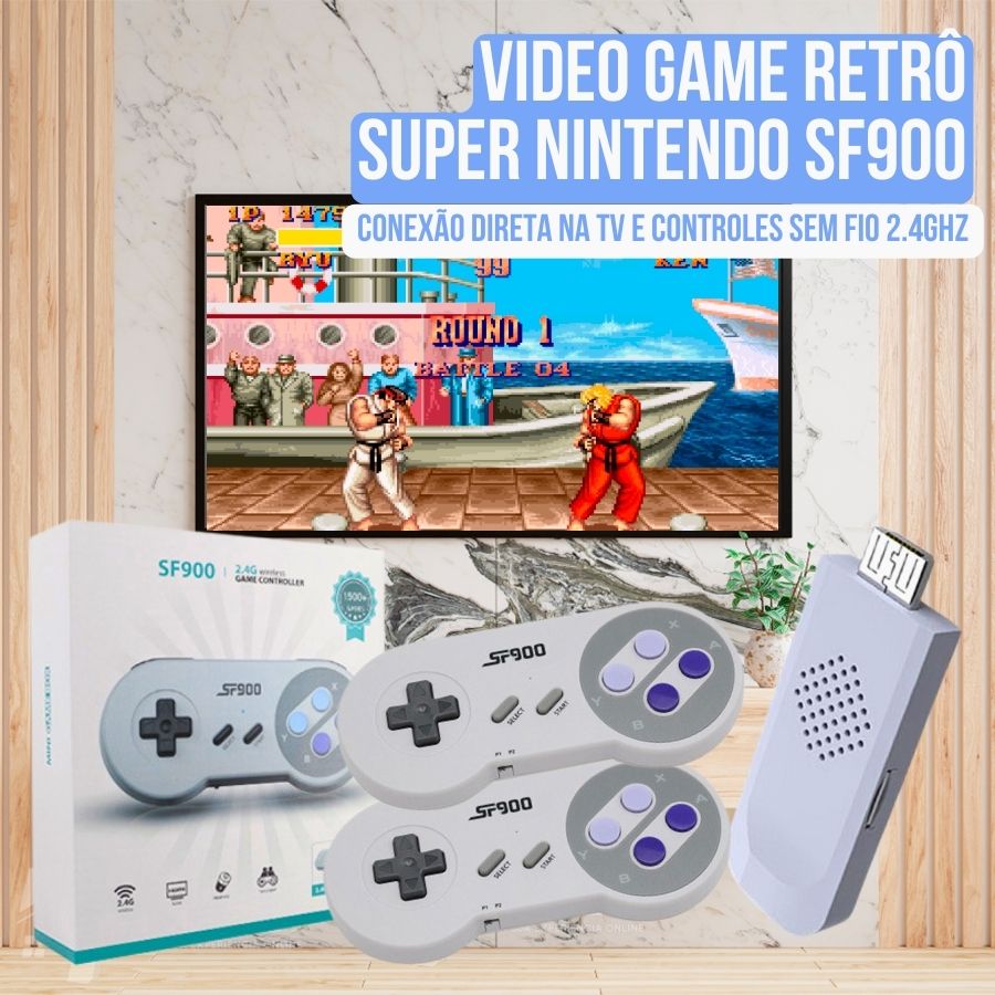 Video Game Retrô com mais de 1500 Jogos do Super Nintendo com 2 contro