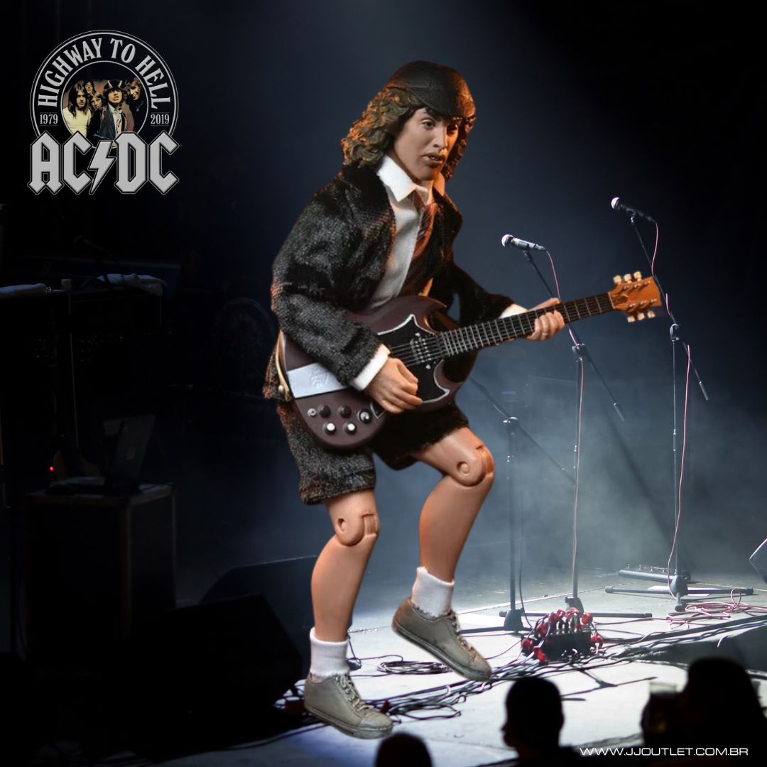Estátua Action Figure ACDC Highway to Hell - Angus Young e Bon Scott