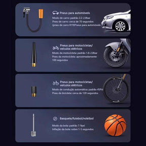 Mini Compressor de Ar Portátil sem Fio Kodi M6 para Carro, Moto e Bicicleta