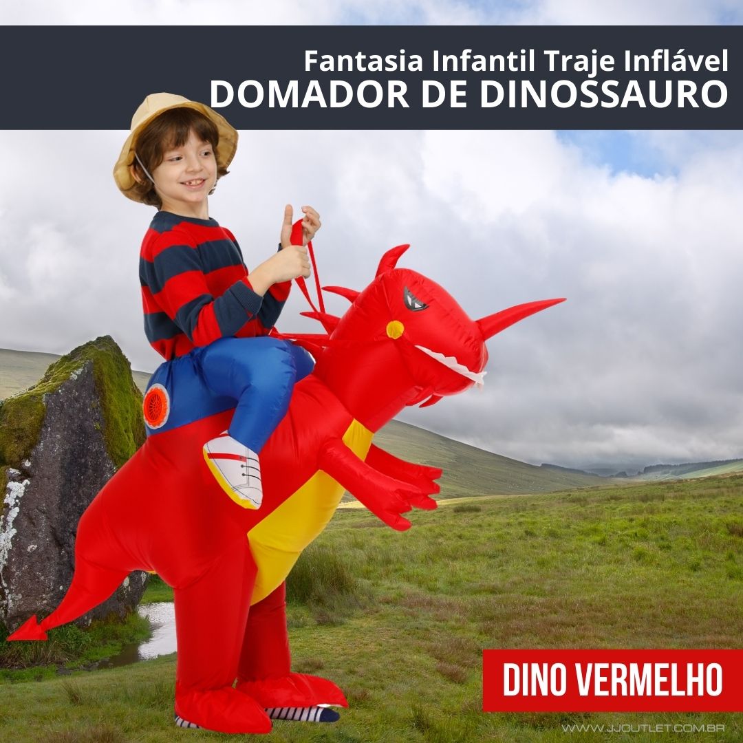 Fantasia Infantil Traje Domador de Dinossauro Inflável