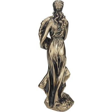 Escultura Grega Deusa da Fortuna Estatueta Mitológica Linha Ônix Ouro Luxo 31 cm